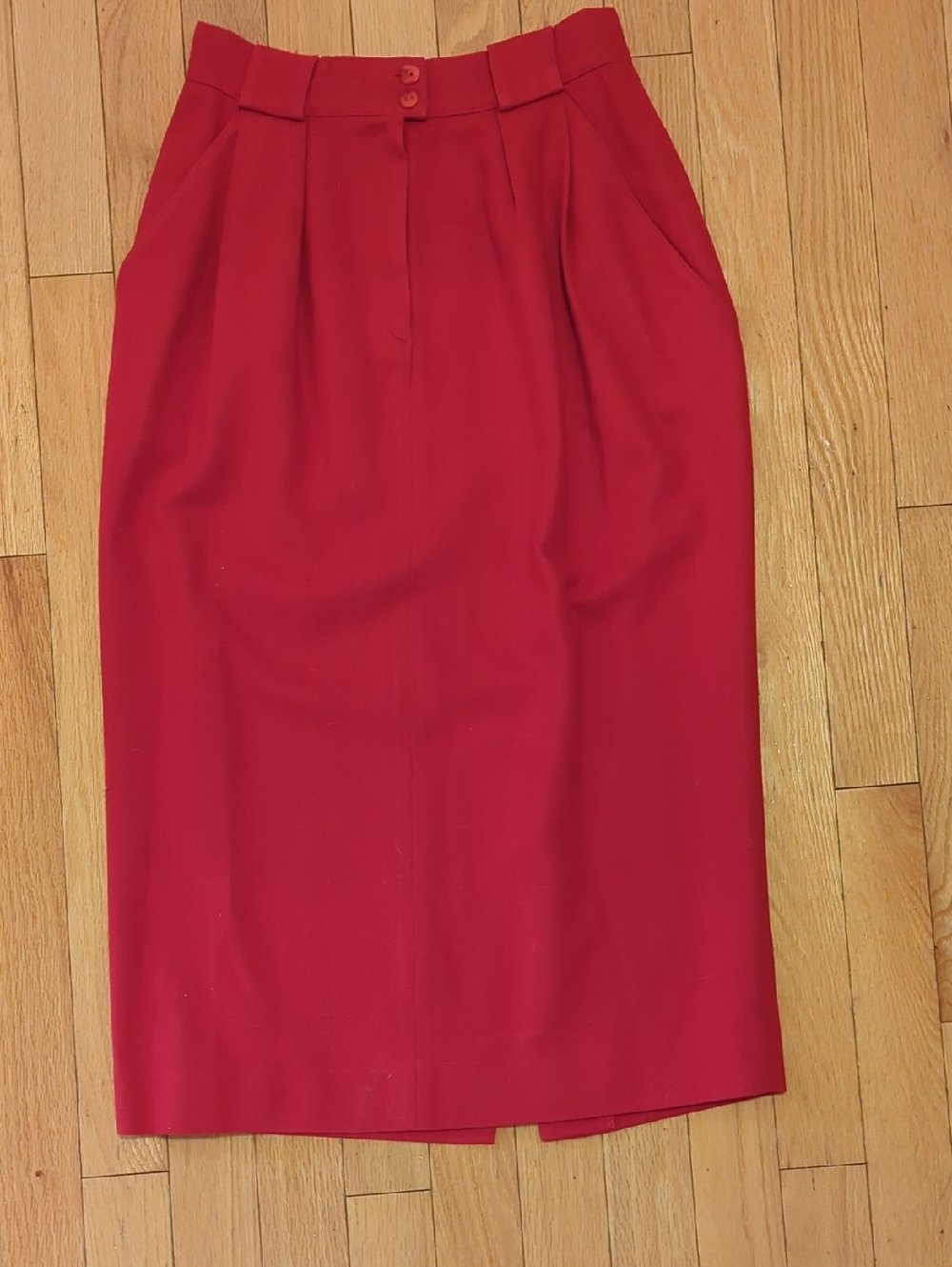 Vintage Bright Red Pleated Pencil Skirt